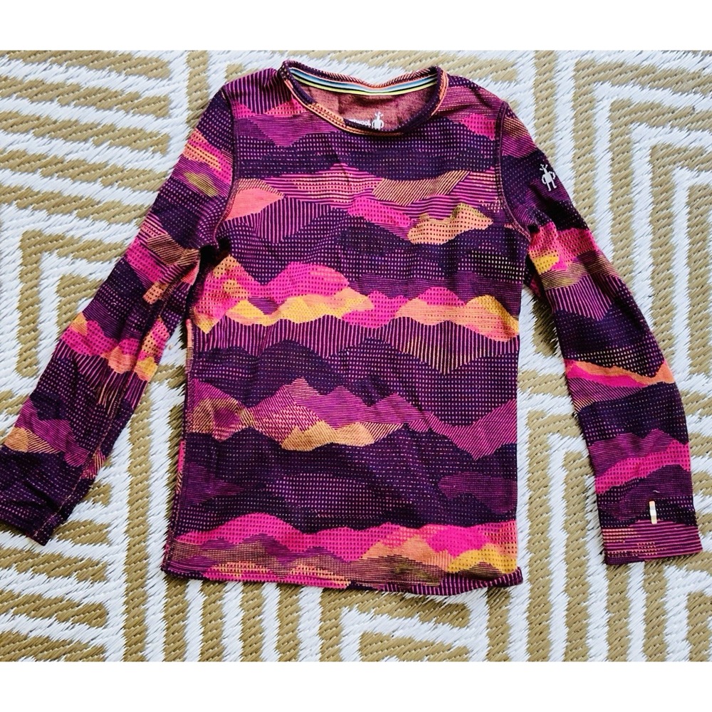 Smartwool Kids Classic Thermal Merino Base Layer Crew Youth Large Pink Purple